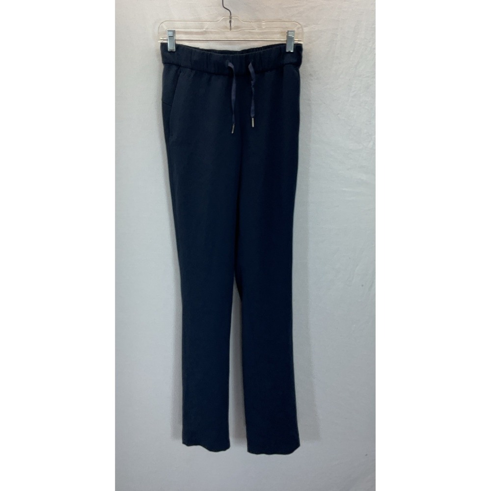Lululemon On The Fly Pant Womens Sz 4 Tall 34" Navy Drawstring Pockets casual